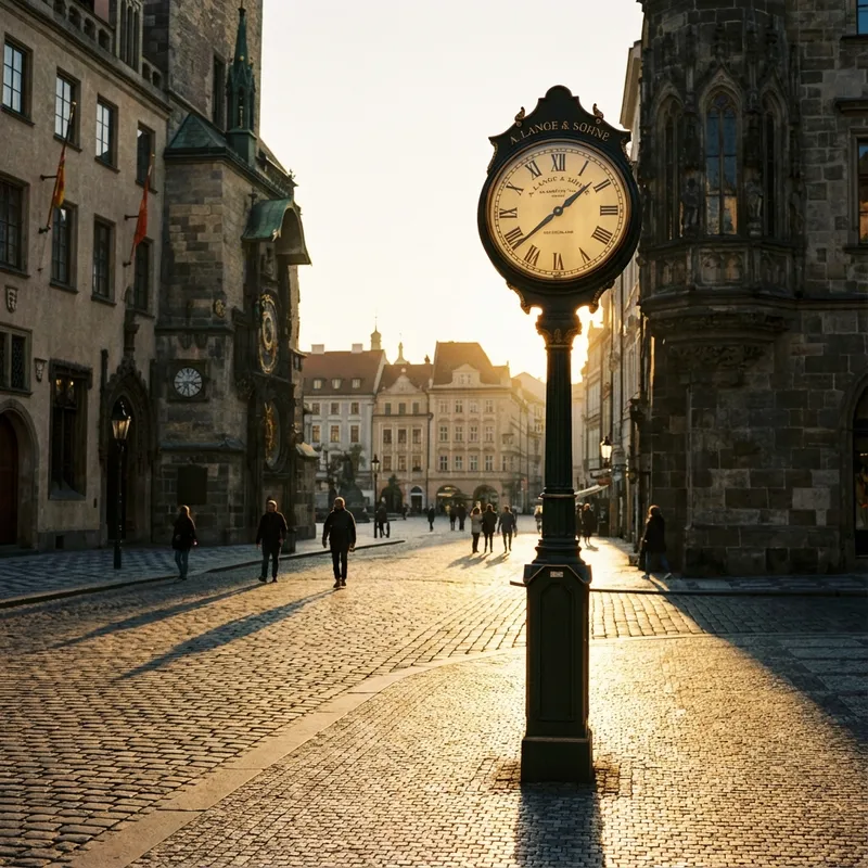 European Clock Tower Sunset Realistic Photo