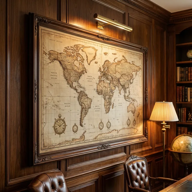 World Map Time Zones Realistic Photo